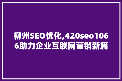 柳州SEO优化,420seo1066助力企业互联网营销新篇章