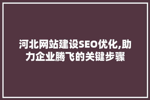 河北网站建设SEO优化,助力企业腾飞的关键步骤
