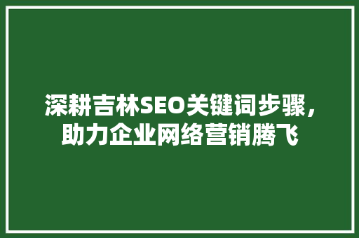 深耕吉林SEO关键词步骤，助力企业网络营销腾飞