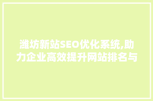 潍坊新站SEO优化系统,助力企业高效提升网站排名与流量