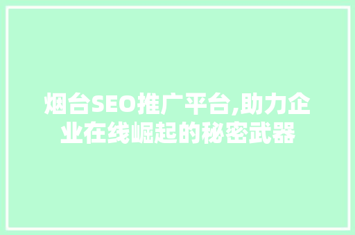 烟台SEO推广平台,助力企业在线崛起的秘密武器