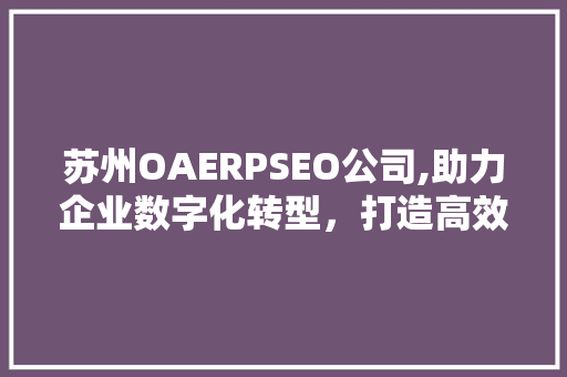 苏州OAERPSEO公司,助力企业数字化转型，打造高效协同办公平台  第1张