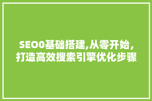 SEO0基础搭建,从零开始，打造高效搜索引擎优化步骤
