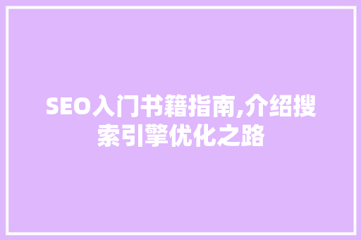 SEO入门书籍指南,介绍搜索引擎优化之路  第1张