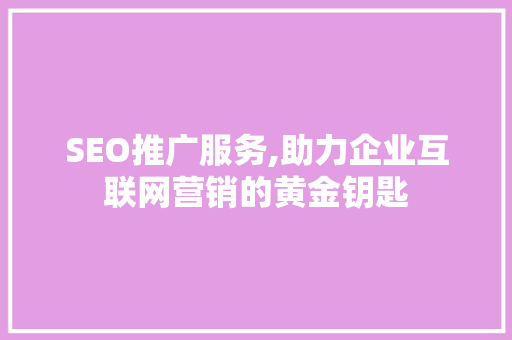 SEO推广服务,助力企业互联网营销的黄金钥匙