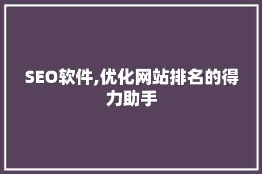 SEO软件,优化网站排名的得力助手