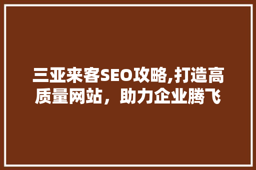 三亚来客SEO攻略,打造高质量网站，助力企业腾飞