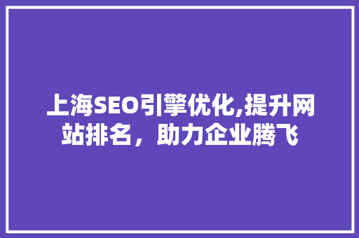 上海SEO引擎优化,提升网站排名，助力企业腾飞
