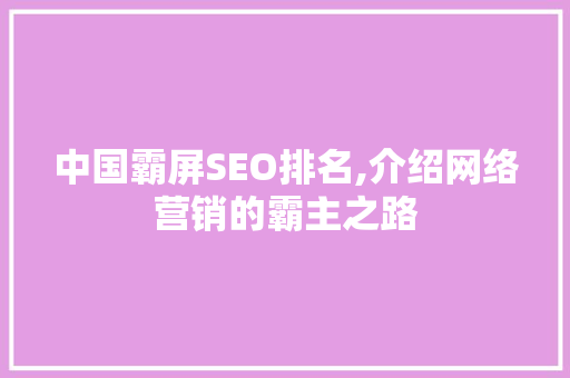 中国霸屏SEO排名,介绍网络营销的霸主之路