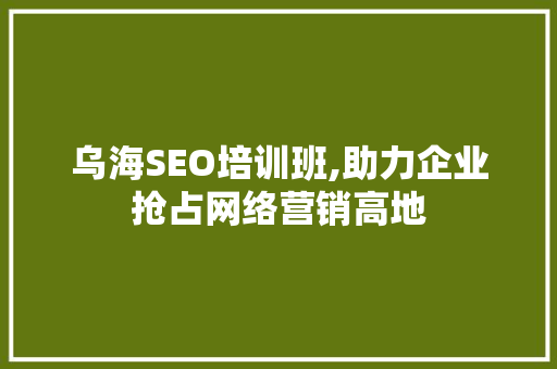 乌海SEO培训班,助力企业抢占网络营销高地