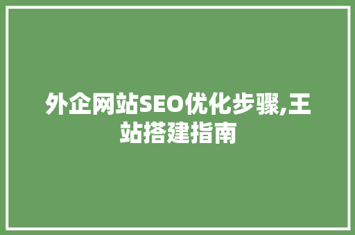 外企网站SEO优化步骤,王站搭建指南