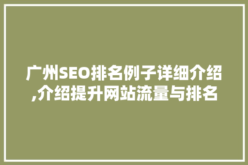 广州SEO排名例子详细介绍,介绍提升网站流量与排名的方法
