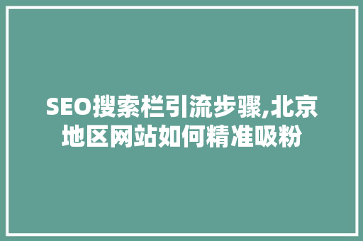 SEO搜索栏引流步骤,北京地区网站如何精准吸粉