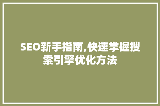 SEO新手指南,快速掌握搜索引擎优化方法