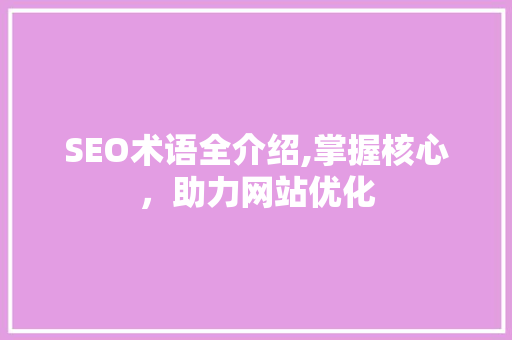 SEO术语全介绍,掌握核心，助力网站优化