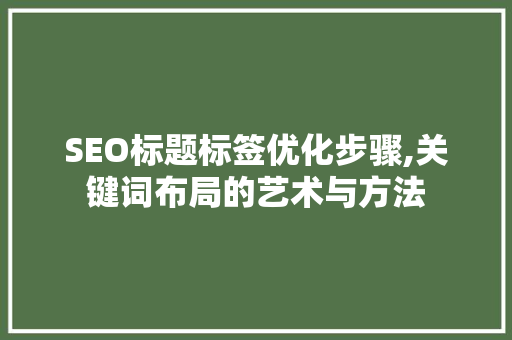 SEO标题标签优化步骤,关键词布局的艺术与方法
