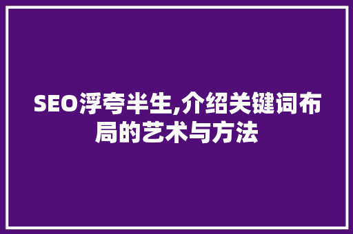 SEO浮夸半生,介绍关键词布局的艺术与方法