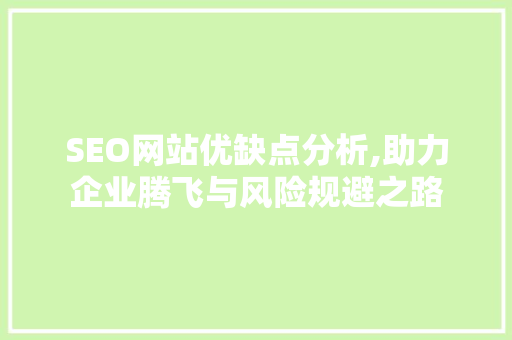 SEO网站优缺点分析,助力企业腾飞与风险规避之路