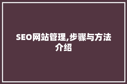 SEO网站管理,步骤与方法介绍