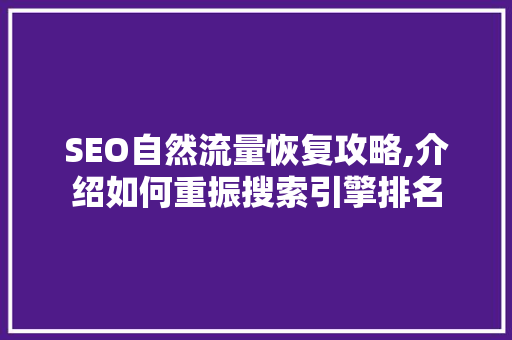 SEO自然流量恢复攻略,介绍如何重振搜索引擎排名