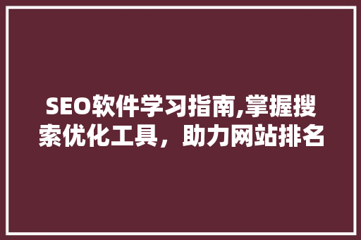 SEO软件学习指南,掌握搜索优化工具，助力网站排名提升
