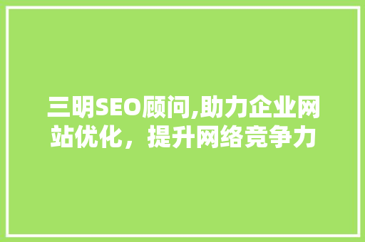 三明SEO顾问,助力企业网站优化，提升网络竞争力
