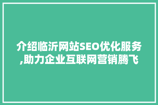 介绍临沂网站SEO优化服务,助力企业互联网营销腾飞