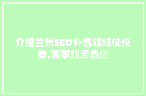 介绍兰州SEO外包领域佼佼者,哪家服务最佳