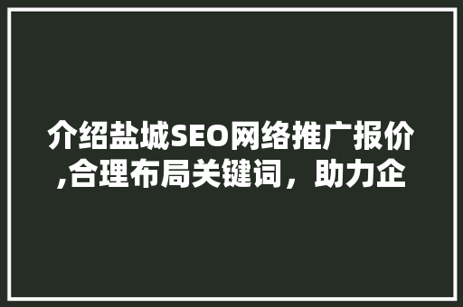 介绍盐城SEO网络推广报价,合理布局关键词，助力企业腾飞