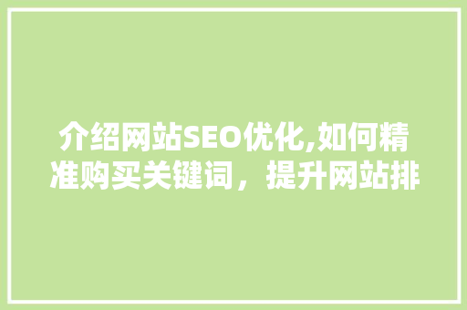 介绍网站SEO优化,如何精准购买关键词，提升网站排名