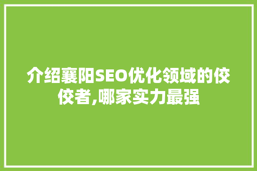 介绍襄阳SEO优化领域的佼佼者,哪家实力最强
