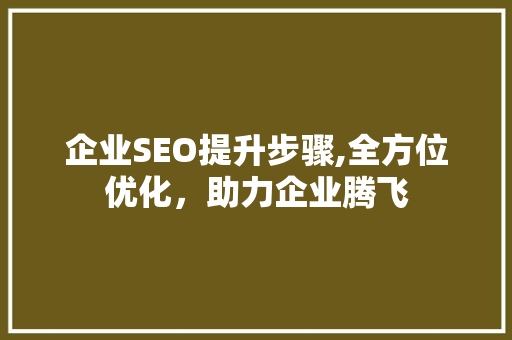 企业SEO提升步骤,全方位优化，助力企业腾飞