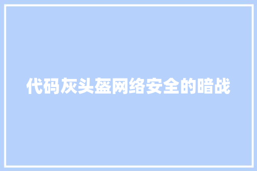 代码灰头盔网络安全的暗战