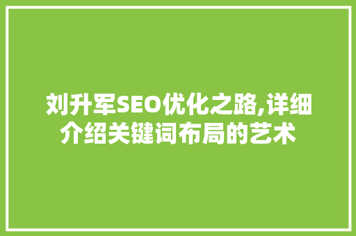 刘升军SEO优化之路,详细介绍关键词布局的艺术