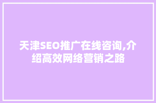 天津SEO推广在线咨询,介绍高效网络营销之路