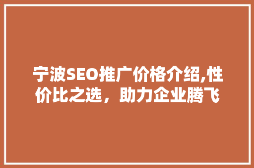 宁波SEO推广价格介绍,性价比之选，助力企业腾飞