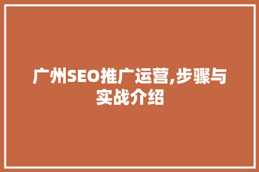 广州SEO推广运营,步骤与实战介绍