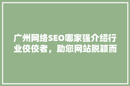 广州网络SEO哪家强介绍行业佼佼者，助您网站脱颖而出  第1张