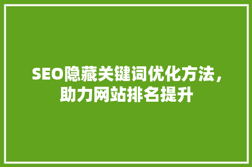 SEO隐藏关键词优化方法，助力网站排名提升