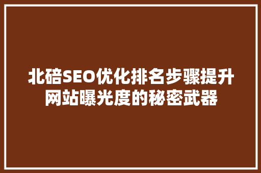 北碚SEO优化排名步骤提升网站曝光度的秘密武器