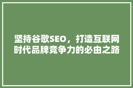 坚持谷歌SEO，打造互联网时代品牌竞争力的必由之路