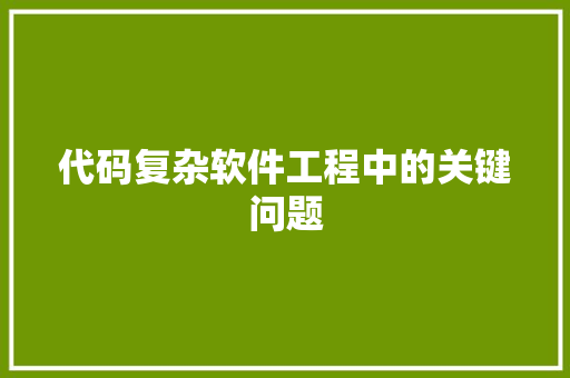 代码复杂软件工程中的关键问题