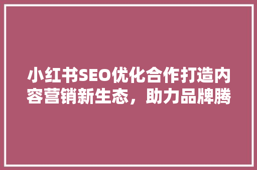 小红书SEO优化合作打造内容营销新生态，助力品牌腾飞