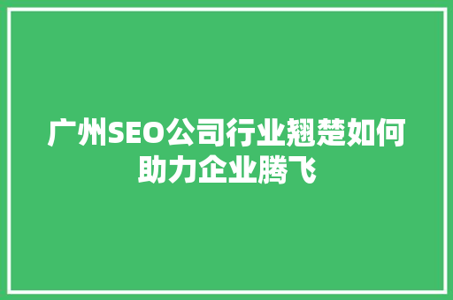 广州SEO公司行业翘楚如何助力企业腾飞
