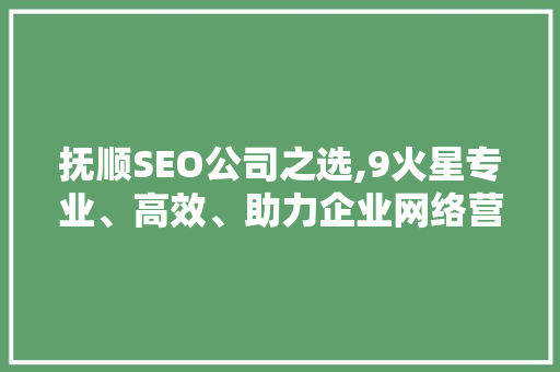 抚顺SEO公司之选,9火星专业、高效、助力企业网络营销新篇章