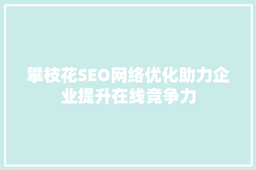 攀枝花SEO网络优化助力企业提升在线竞争力