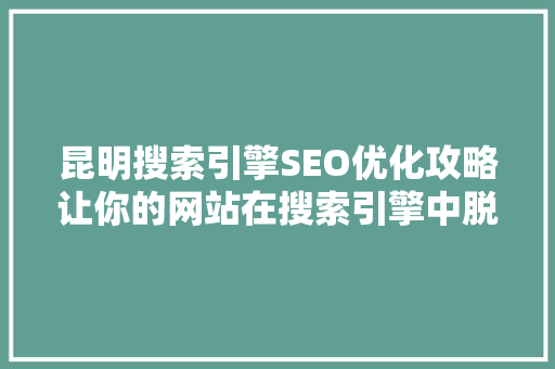 昆明搜索引擎SEO优化攻略让你的网站在搜索引擎中脱颖而出
