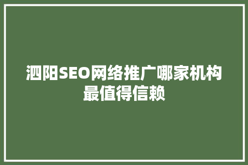 泗阳SEO网络推广哪家机构最值得信赖