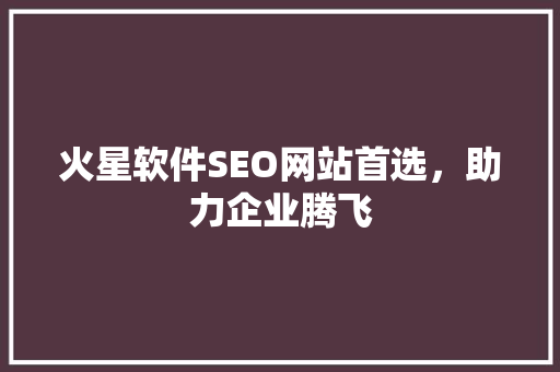 火星软件SEO网站首选，助力企业腾飞