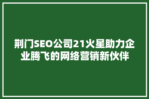 荆门SEO公司21火星助力企业腾飞的网络营销新伙伴